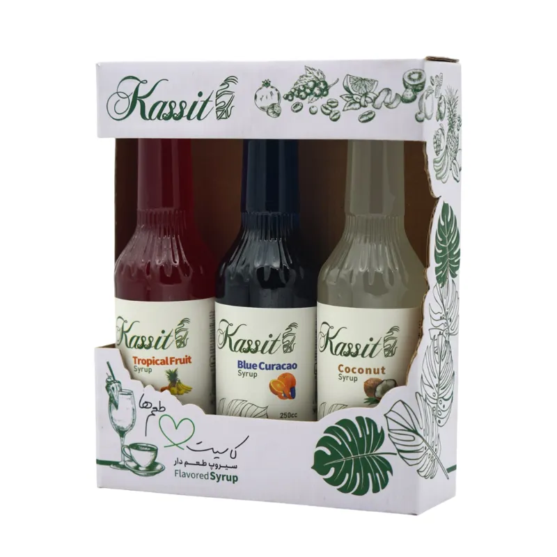 ست سیروپ کاسیت 3 عددی 330 گرم (بلوکاراسائو – تروپیکال – نارگیل)
