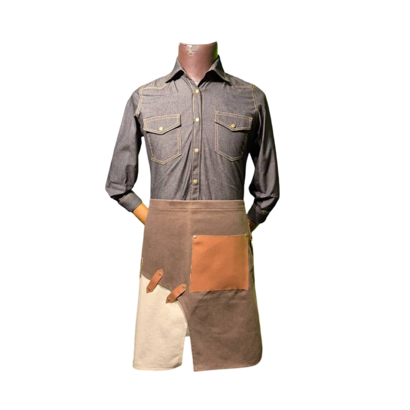 پيشبند ويتر كتان دو رنگ كرم-قهو‌ه‌ای 101