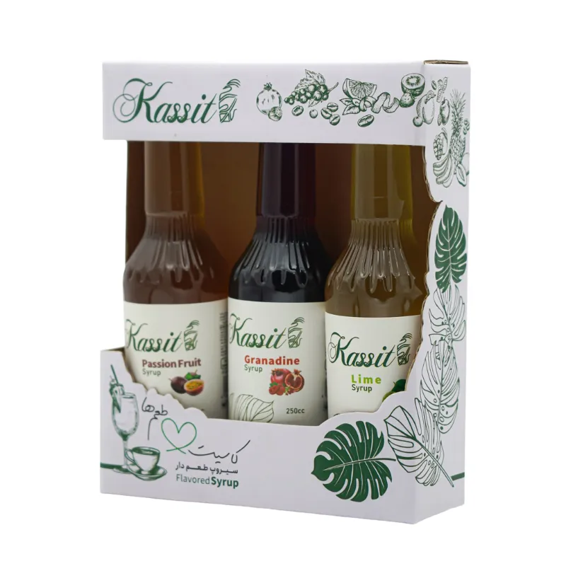 ست سیروپ رنگین کمان کاسیت 3 عددی 330 گرم (پشن فروت-گرانادین-لایم)